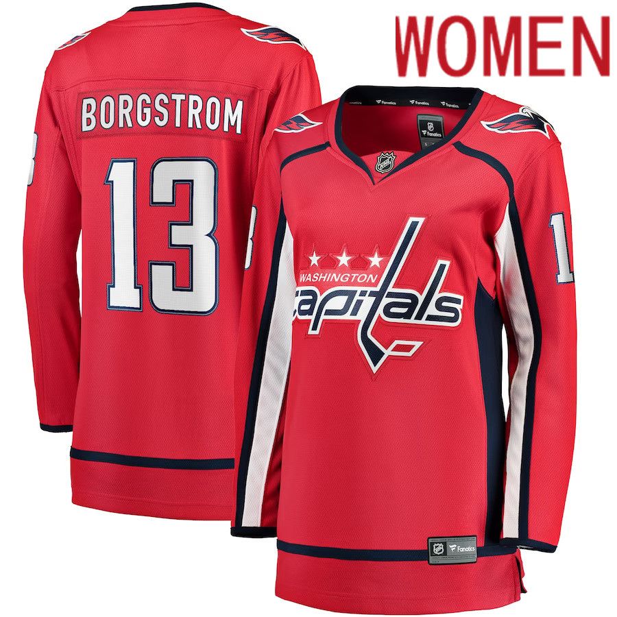Women Washington Capitals 13 Henrik Borgstrom Fanatics Branded Red Home Breakaway Player NHL Jersey
